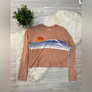 Hollister Pink Crop Long Sleeve Tee